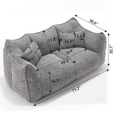 CAVINAS Square Bean Bag Couch with High Resilience Foam,Extra Large Gaming Bean Bag Chairs for Adults,Chenille Bean Bag Chair for Living Room