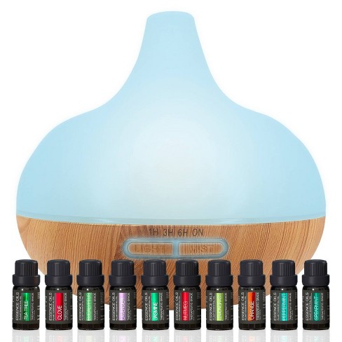 Ultimate Aromatherapy Diffuser Set 10 Essential Oils With Stand Light Wood  - Pure Daily Care : Target