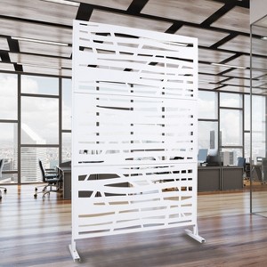 Okak Outdoor Privacy Screen with Abstract Line Decoration, Balcony Privacy Screen, Metal Privacy Screen for Garden, Lawn, Backyard - 1 of 4