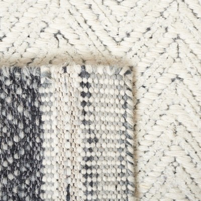 Ivory and Grey Hand-Knotted Wool Runner Rug, 2'3" x 9'