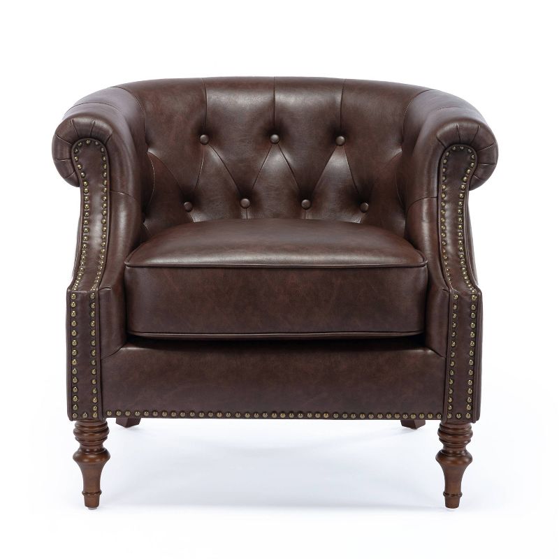 Comfort Pointe Chesterfield Button Tufted Accent Chair Brown, 4 of 16