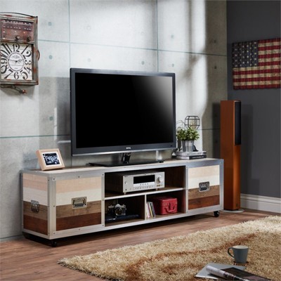 Micah 70" Metal Framed TV Stand in Multi Color - Furniture of America