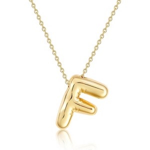 Bubble Initial Necklace Gold Plated Balloon Charm Birthday Gift - 1 of 4