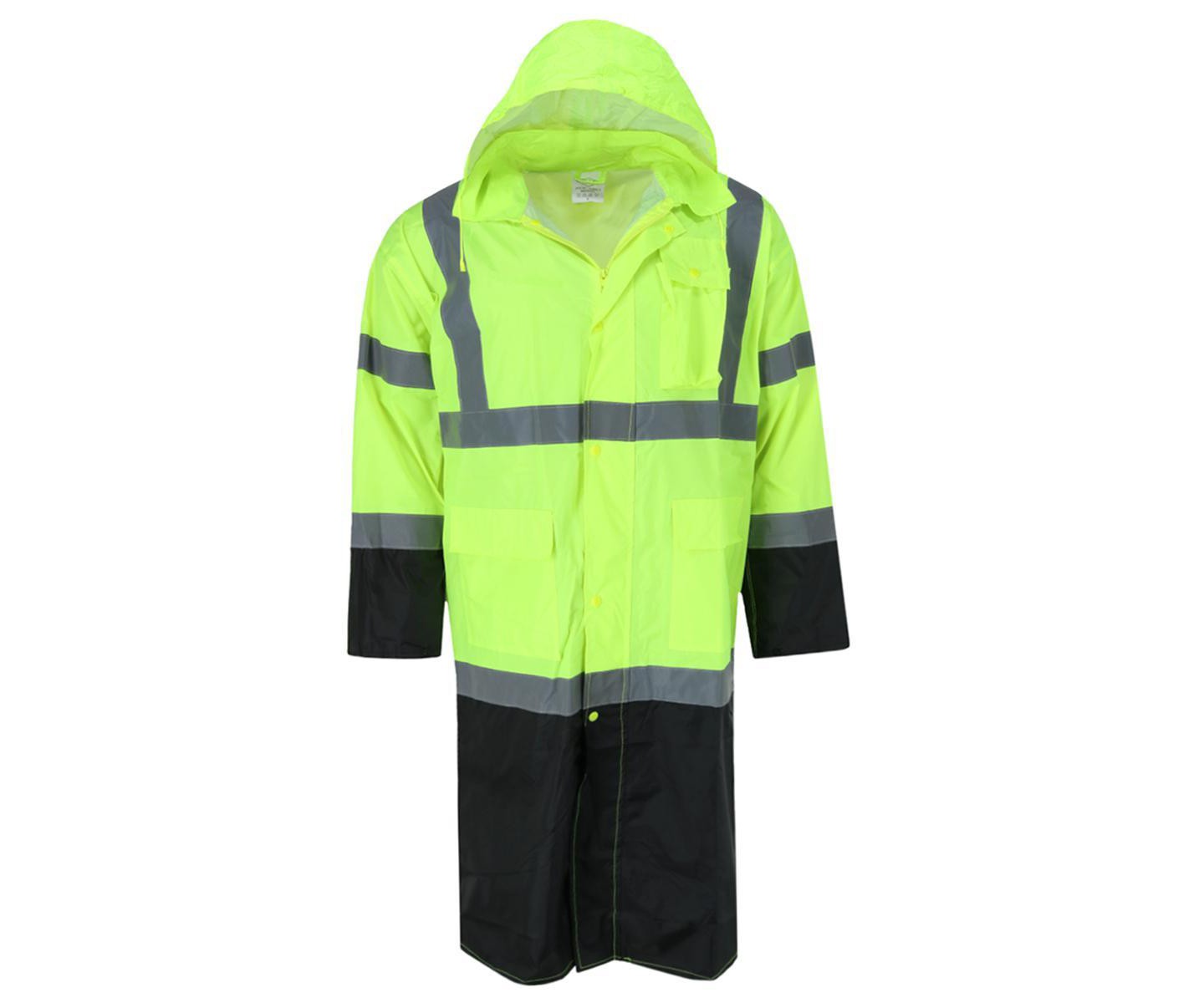 M.G.I. M.G.I. High Visibility Long Raincoat with Foldable Hood, Small, Yellow — фото 1
