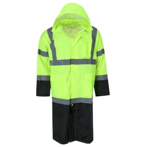 M.G.I. M.G.I. High Visibility Long Raincoat with Foldable Hood, Small, Yellow