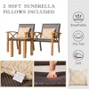 DOMETOUR 3-Piece Patio Bistro Set: Wood Grain Aluminum Wicker Chairs & Coffee Table, Beige Sunbrella Cushions (1 Table + 2 Chairs) - 4 of 4