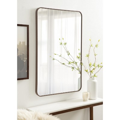 Zayda Sleek Walnut Brown Aluminum Rectangular Wall Mirror 24x36