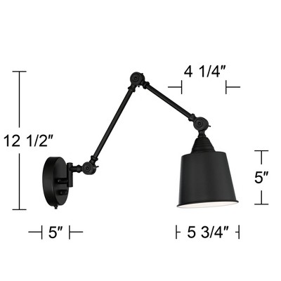 Black Metal Adjustable Swing Arm Wall Lamps Set of 2
