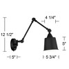 360 Lighting Mendes Modern Wall Lamps Set of 2 Black Metal Plug-in 12 1/2"Light Fixture Swing Arm Adjustable for Bedroom Reading Living Room Hallway - 4 of 4