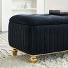 Kumasinova Glam Tufted Storage Ottoman Bench with Gold Accents, Upholstered Velvet Fabric Ottoman with Safety Hinge, Versatile Foot Stool, Black - 2 of 4