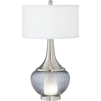 360 Lighting Courtney 28 1/2" Tall Modern End Table Lamp Night Light Table Top Dimmer Gray Brushed Nickel Finish Glass Metal Single Living Room