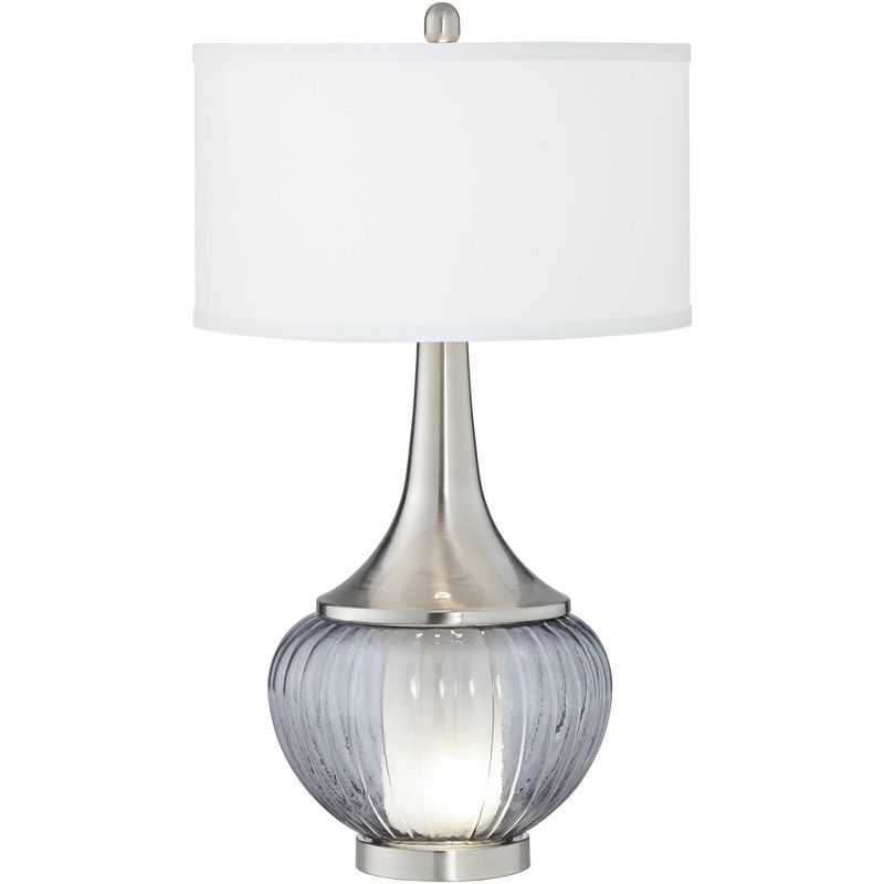 360 Lighting Courtney 28 1/2" Tall Modern End Table Lamp Night Light Table Top Dimmer Gray Brushed Nickel Finish Glass Metal Single Living Room, 1 of 8