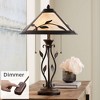 Franklin Iron Works Feuille Country Cottage Table Lamp 23 3/4" High Metal Openwork Leaf with Table Top Dimmer Mica Shade for Bedroom Living Room House - 2 of 4