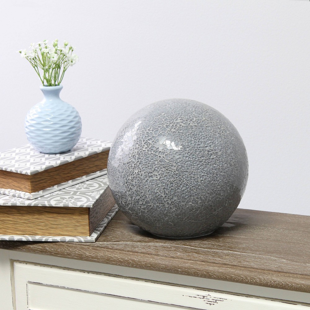 1-Light Mosaic Stone Ball Table Lamp Gray - Simple Designs