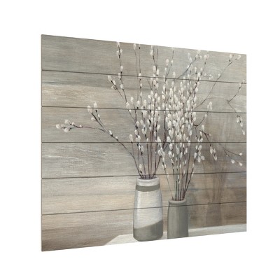 Trademark Fine Art -"Pussy Willow Still Life Gray Pots" Outdoor Canvas