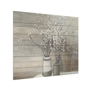 Trademark Fine Art -"Pussy Willow Still Life Gray Pots" Outdoor Canvas - 1 of 4
