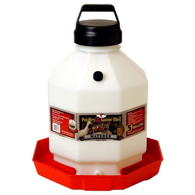 14 Litre Large Chicken Drinker With Legs & Handle - Red Poultry Waterer For Hens, Quails, Pigeons, UV Resistant