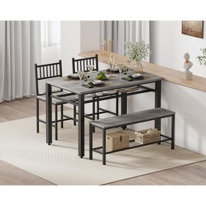 COZONY Farmhouse Kitchen Table Set for 4 with Storage Bench, Dining Table and Chairs Set for Kitchen Dining Room Apartment - 1 of 4