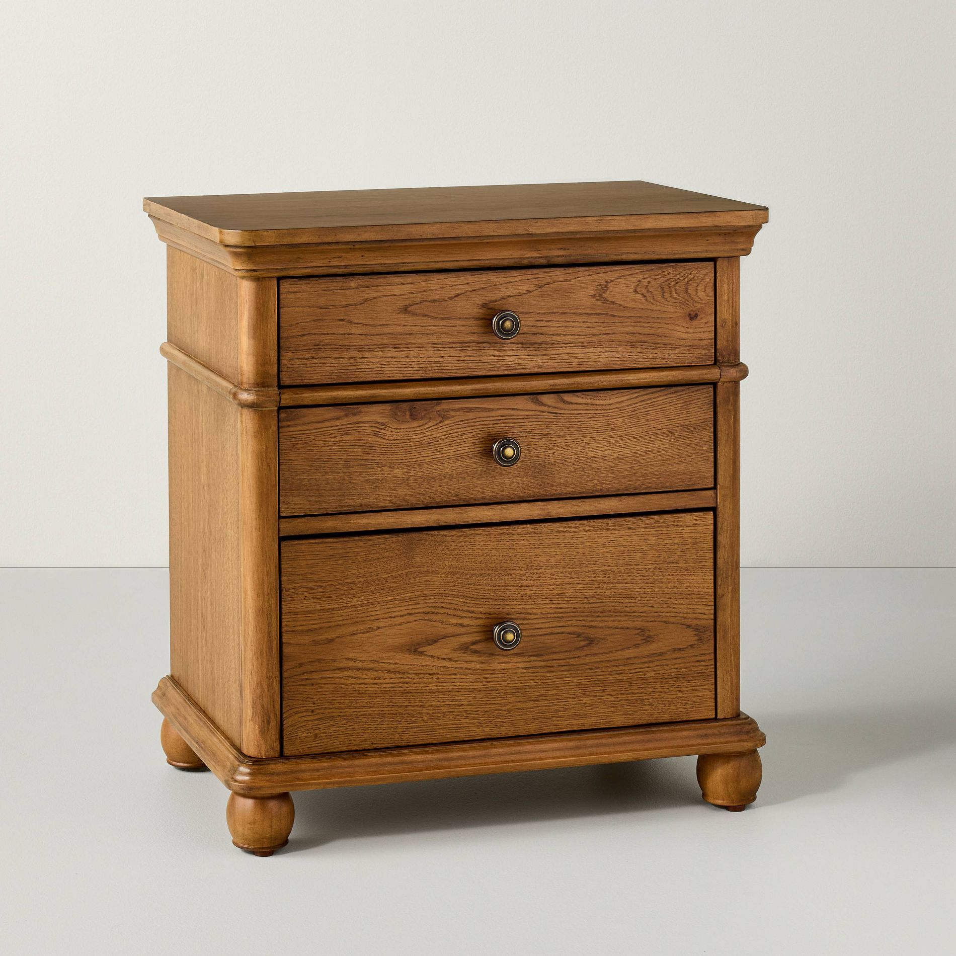 Classic 3 Drawer Wooden Nightstands Aged Oak - Hearth & Hand™ with Magnolia