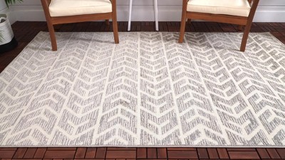 Navy Blue Rectangular Synthetic Easy-Care Outdoor Rug