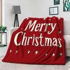 Lomsoe Red Christmas Throw Blanket with White Merry Christmas Lettering & Golden Stars - Soft Flannel Bedspread for Couch, Bed, Sofa. - 3 of 4