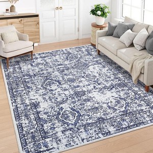 Coolmee Area Rug Washable Rug Non Slip Non Shedding Rugs Low Pile Floral Printed Foldable Carpet for Bedroom Office - 1 of 4