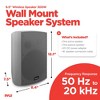 Pyle 6.5" Wireless Wall Mount Speaker System for Indoor or Outdoor Use, 2 Speaker Setup (Active/Passive) with Digital Sound Amplifier, Gray - 3 of 4