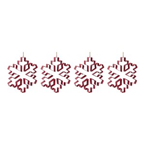 Snowflake Cookie Cutter Metal Ornament Set – Red Finish – 10.5 in – Set of 4 – By Melrose - 1 of 4
