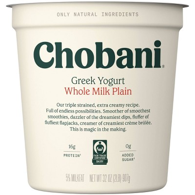 Chobani Whole Milk Plain Greek Yogurt - 32oz