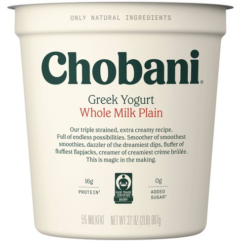 Chobani Whole Milk Plain Greek Yogurt - 32oz - image 1 of 4