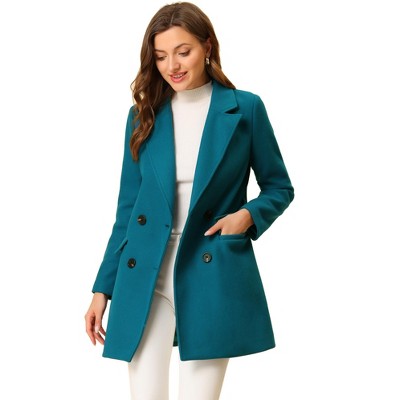INSPIRE CHIC Women's Notch Lapel Double Breasted Belted Mid Long Outwear Winter Coat