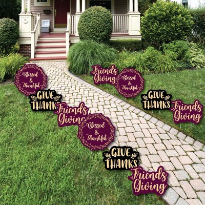 Big Dot of Happiness Elegant Thankful for Friends - Lawn Decorations - Outdoor Friendsgiving Thanksgiving Party Yard Decorations - 10 Piece