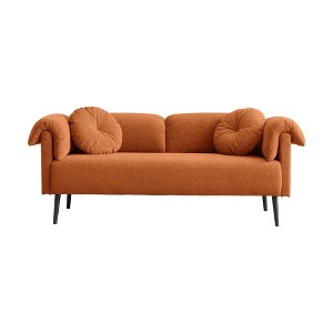 NicBex 68.5 Inch Loveseat Sofa Upholstered Lamb Wool Sofa Couch with Throw Pillows and Metal Legs for Living Room,Apartment - 1 of 4