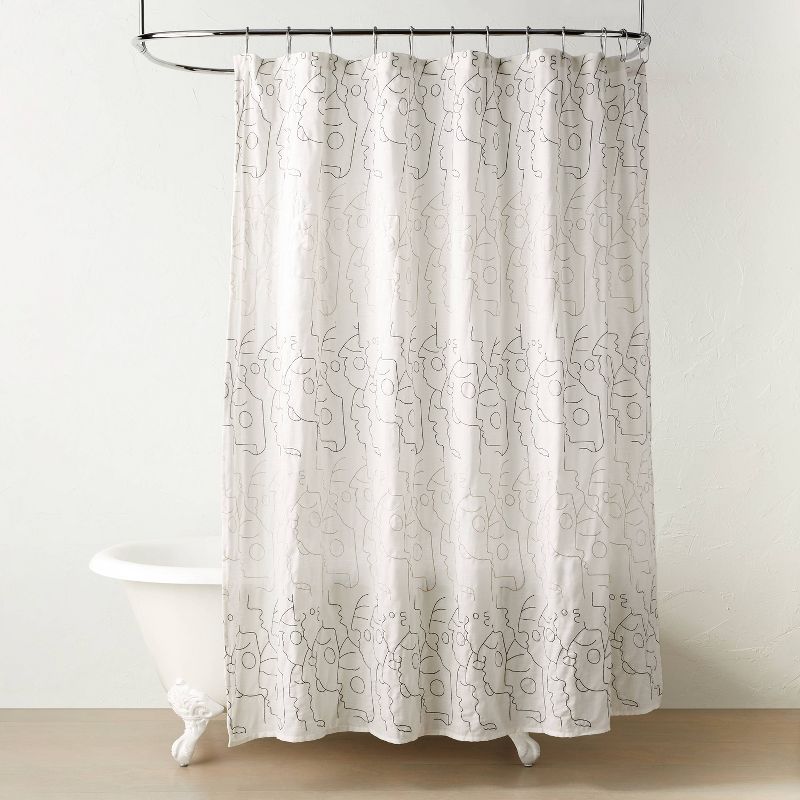 In This Together Shower Curtain White - Opalhouse&#8482; designed with Jungalow&#8482;, 1 of 6