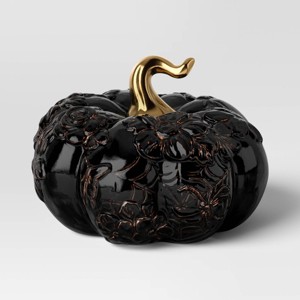 Halloween Ceramic Pumpkin Black - Threshold™ - 1 of 3