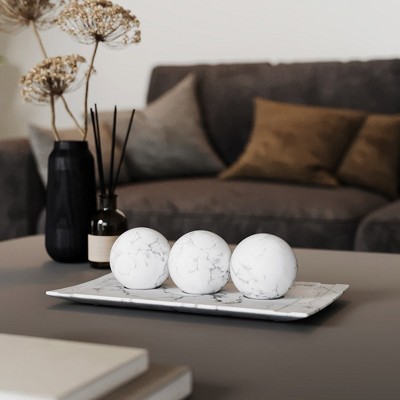 White Marble Decorative Tray and Orb Set for Home Decor