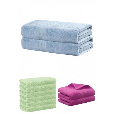 REGALWOVEN Absorbent Solid Bath Hand Face Cloths Cotton Towels 3 Piece Sets