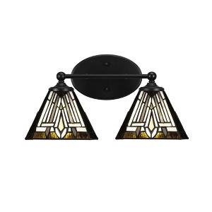 Toltec Lighting Capri 2 - Light Vanity in  Matte Black with 7" Square Tahoe Art Glass Shade - 1 of 2