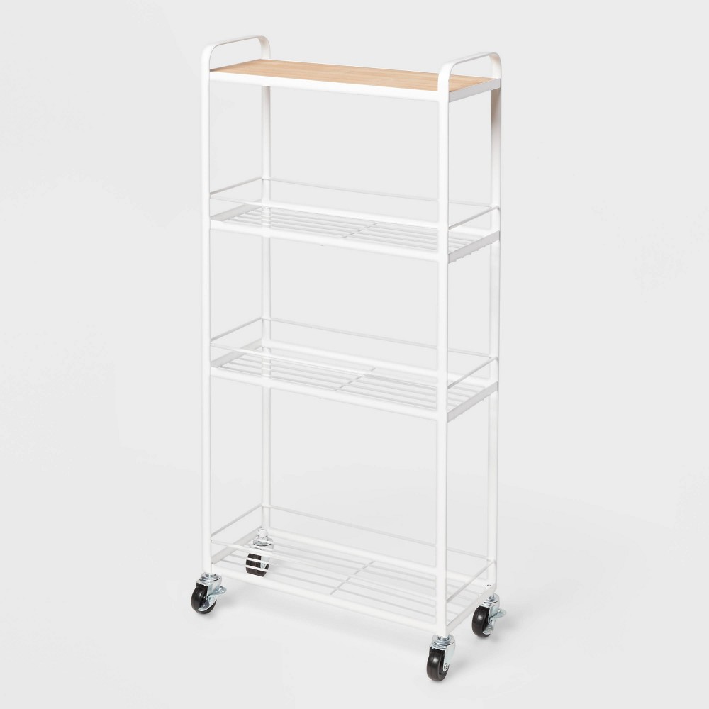 Photos - Other Furniture Skinny Storage Cart Matte White - Brightroom™: Iron Utility Cart, No Assembly, Narrow Profile