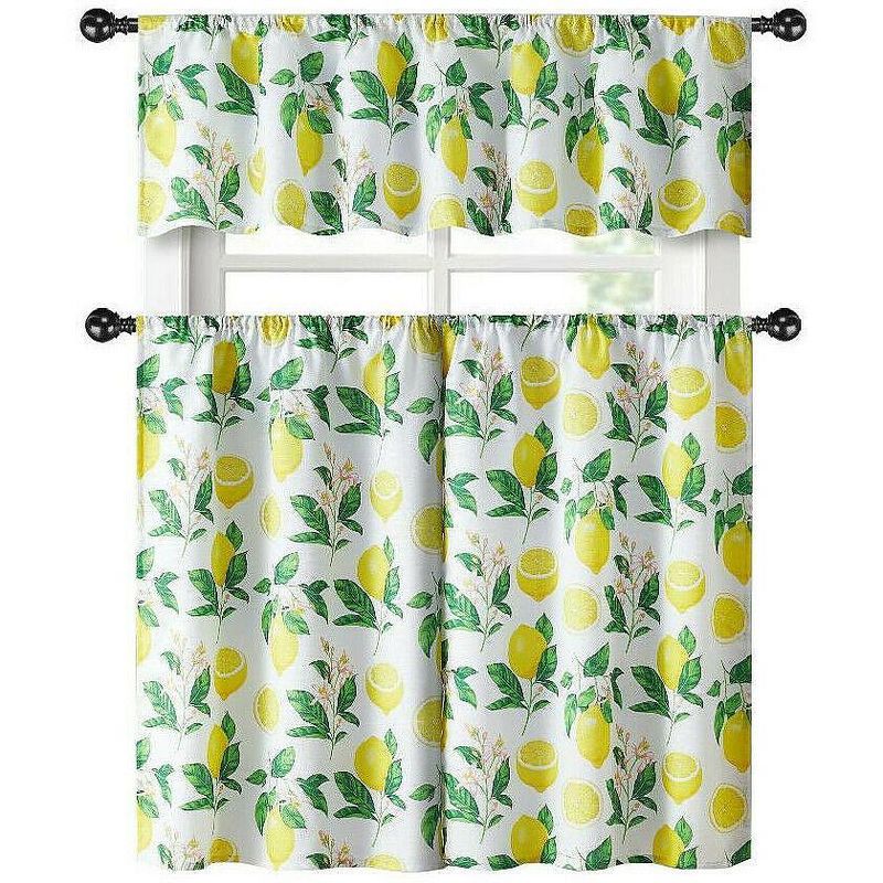 Kate Aurora Country Lemon Vine Complete 3 Piece Kitchen Curtain Tier & Valance Set - 58 in. W x 56 in. L, Multi, 2 of 3