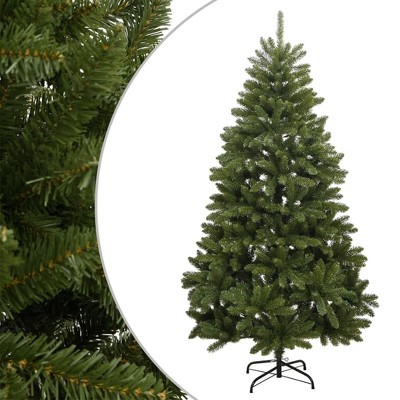 vidaXL Artificial Christmas Tree with Stand - Hinged, Green, 70.9" Tall - Lifelike Shape & Appearance - Durable Metal Stand Included
