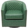 KINWELL 29" Wide Tufted PU Leather Swivel Barrel Chair - 3 of 4