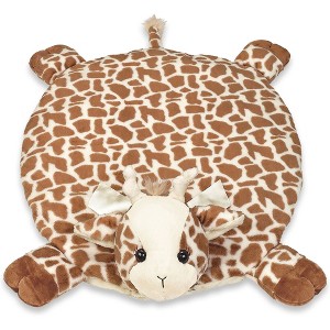 Bearington Baby Patches The Giraffe Tummy Time Mat, 30x30in Baby Playmat, Soft Plush Animal Blanket, Safari Baby Decor - 1 of 4