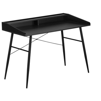 Vynxaria 48"  Black Computer Desk Office Table Modern Home Office Workstation with Storage Shelves