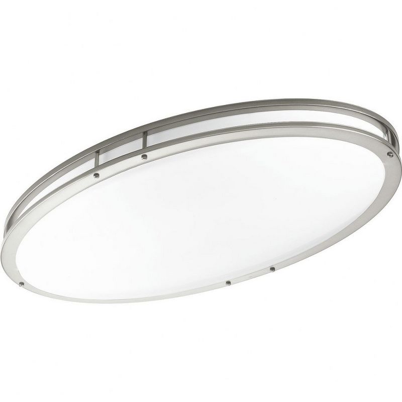 Progress Lighting Surface Mount Circline Fluorescent Collection: 1-Light Brushed Nickel LED Oval Close-to-Ceiling with White Acrylic Diffuser, 1 of 2