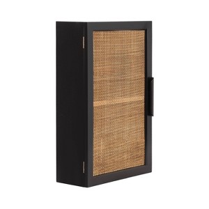 Kate & Laurel All Things Decor 24" Ori Rattan Wall Cabinet Black - 1 of 4