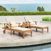 Christopher Knight Home Perla Outdoor Acacia Wood 3 Piece Adjustable Chaise Lounge Chat Set with Cushion - 2 of 4