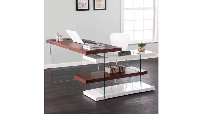 Toppington L-Shaped Desk with Storage Walnut/White - Aiden Lane, 2 of 12, play video