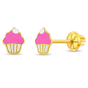 Girls' Frosted Cupcake Screw Back 14k Gold Earrings - In Season Jewelry - 1 of 4