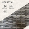 Rattan Coffee Table with Storage Shelf, Wicker Side Table with Glass Top, Outdoor End Table for Garden, Porch, Backyard, Mix Gray - 2 of 4